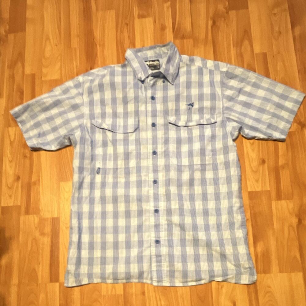 Bimini Bay Men's M Blue/White Plaid Woven Pocket Shirt SS Button-Up size M